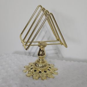 Vintage MCM Cocktail Napkin Hollywood Regency Gold Mail Holder Caddie Creations
